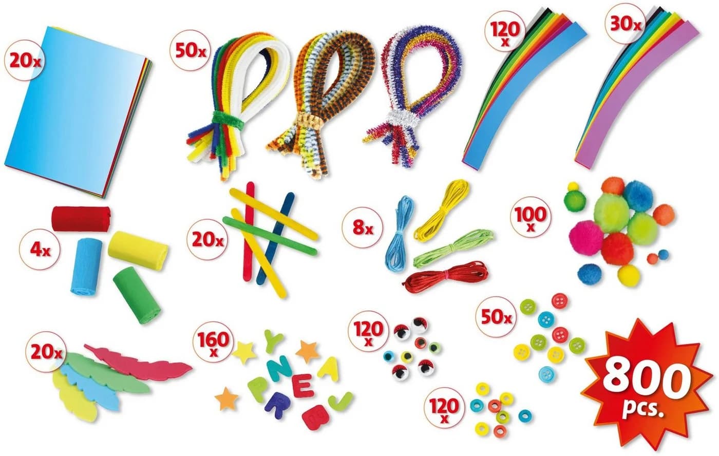 LENA® Bastelkoffer Jumbo 800 Teile Bunt Kreativset - Bild 4