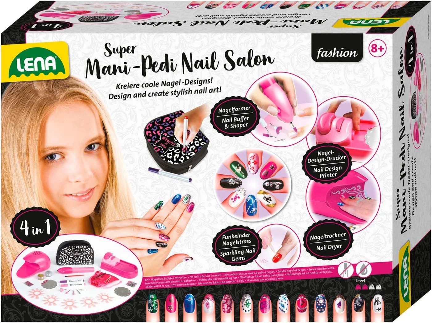 LENA Kreativset Mani-Pedi Nail Salon Bunt 4-in-1 mit Design-Drucker - Bild 2