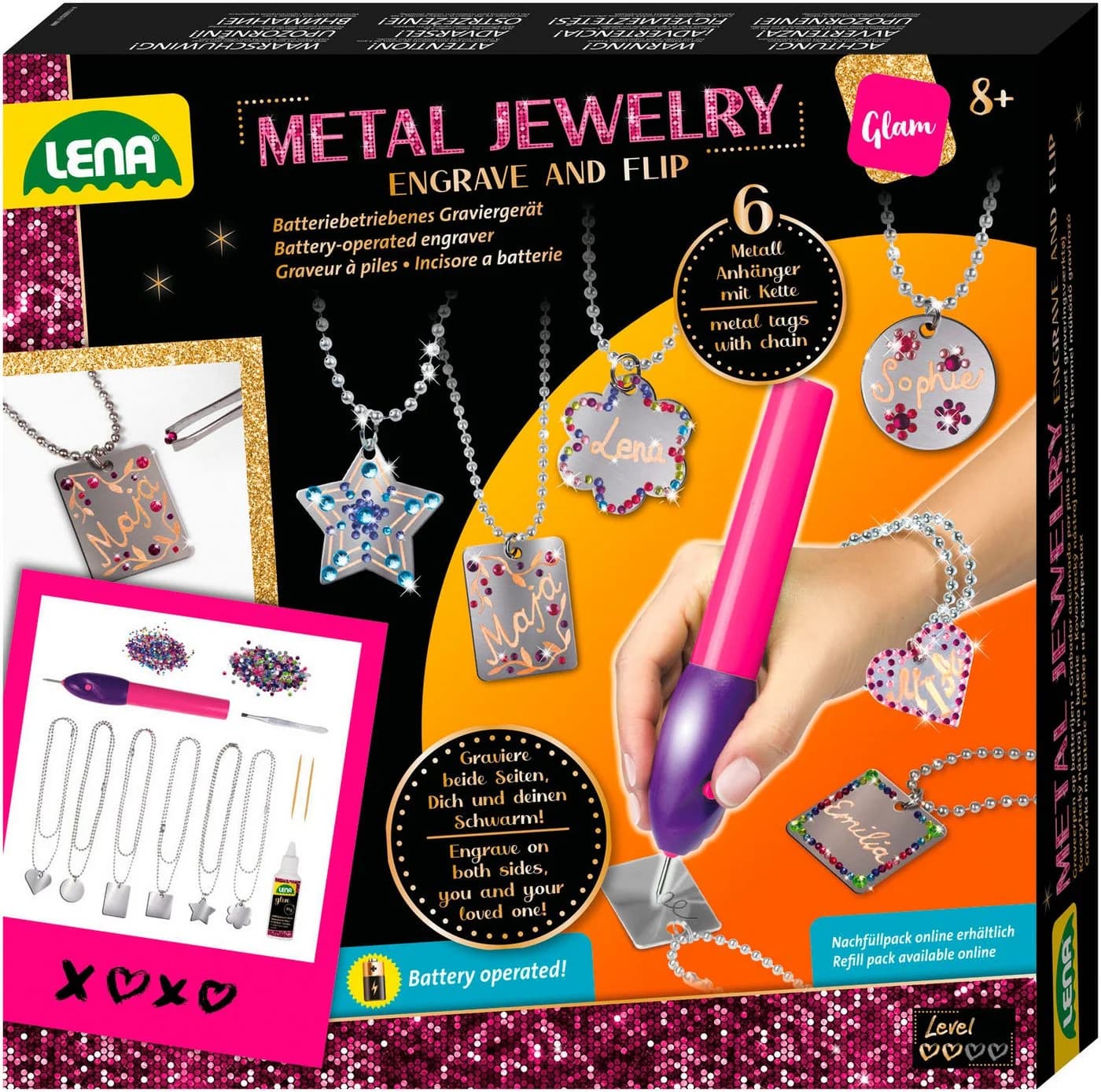 Kreativset LENA Metal Jewelry - 6 Metall-Anhänger mit Gravurgerät - Bild 2