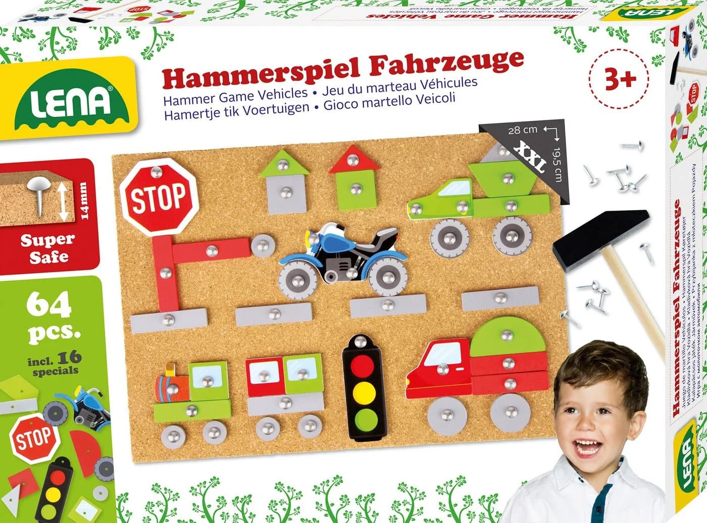 LENA® Hammerspiel Fahrzeuge Bunt - Kreativspiel für Kinder ab 3 Jahren - Bild 2