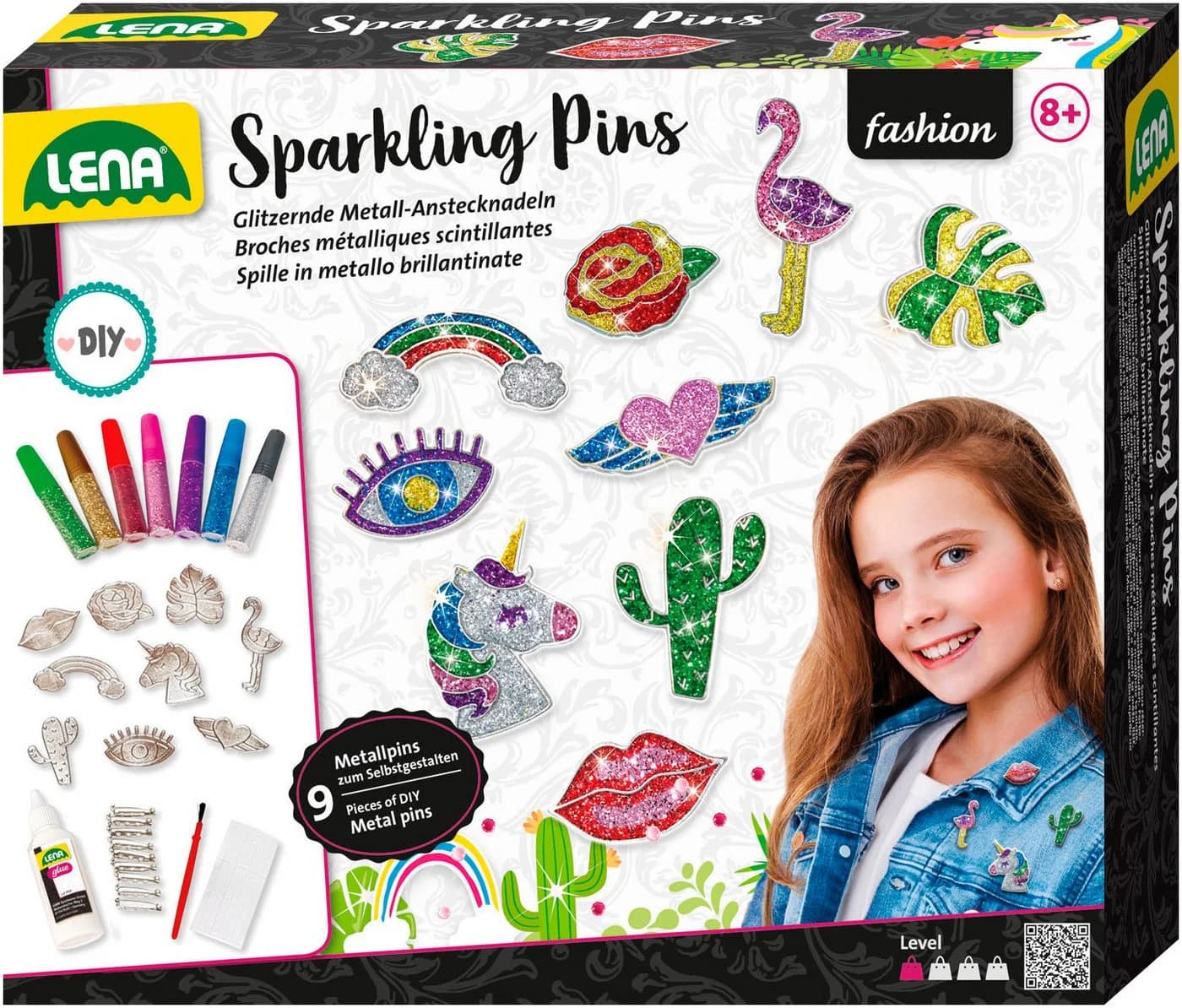 LENA® Kreativset Metal Sparkling Pin 9 Pins Bunt - Bild 2