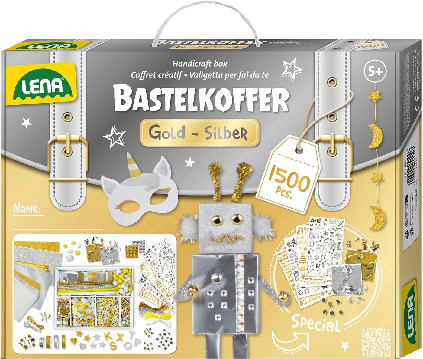 LENA Kreativset Bastelkoffer Gold & Silber - 1.500 Teile Bunt - Bild 2
