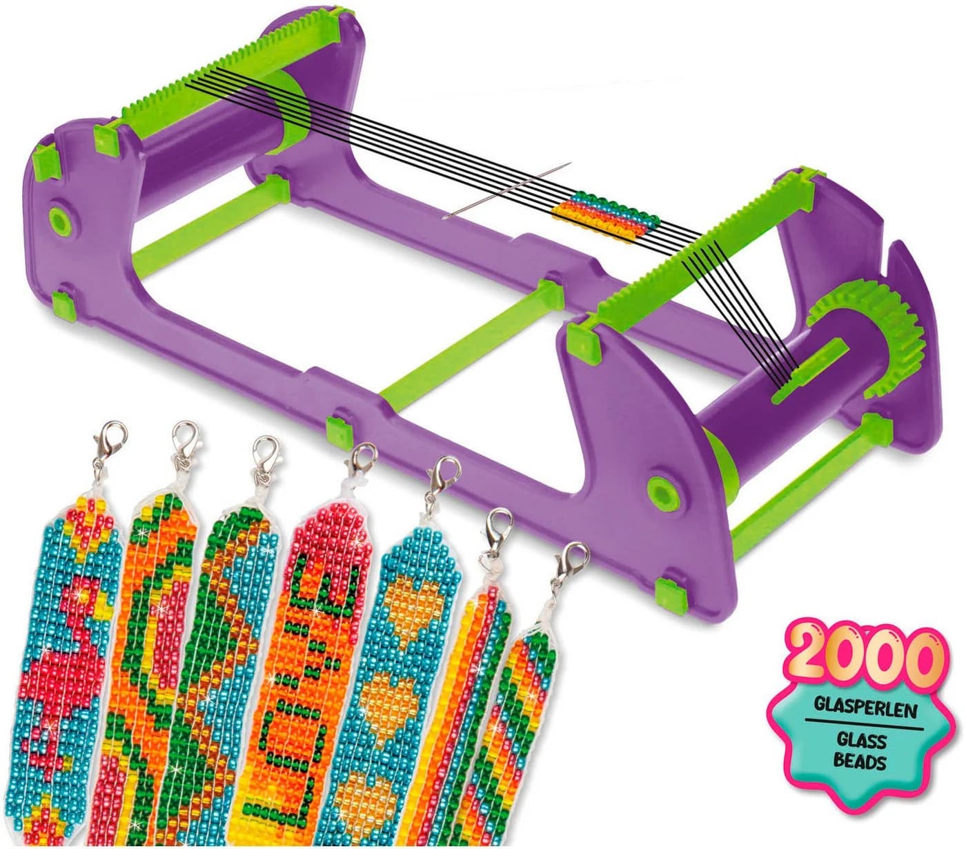 LENA® Kreativset Rocailles Perlenwebrahmen Bunt Made in Europe