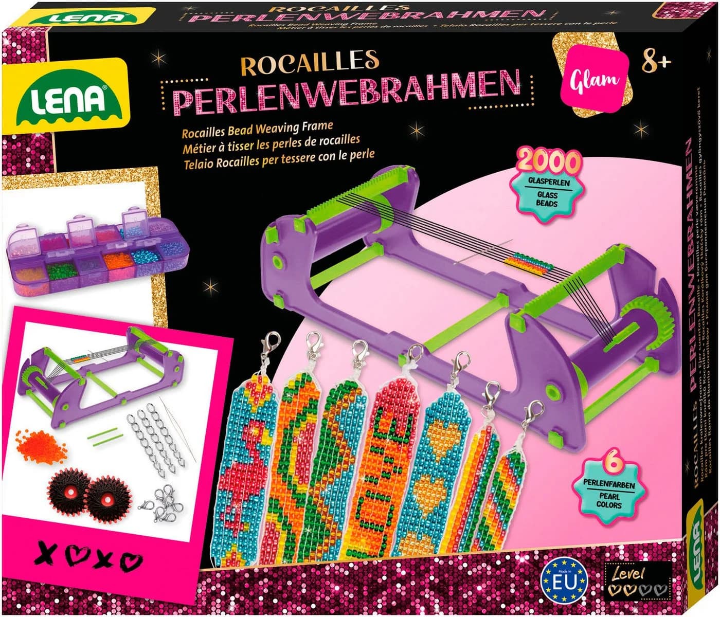 LENA® Kreativset Rocailles Perlenwebrahmen Bunt Made in Europe - Bild 2