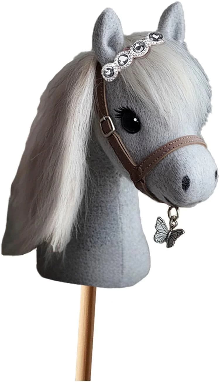 LENA Steckenpferd Hobby Horsing grau 70cm mit Dekosteinen