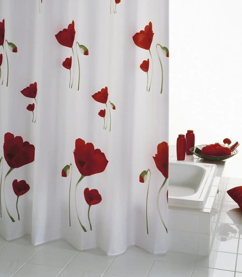 Ridder Duschvorhang Mohn Rot Blickdicht Polyester