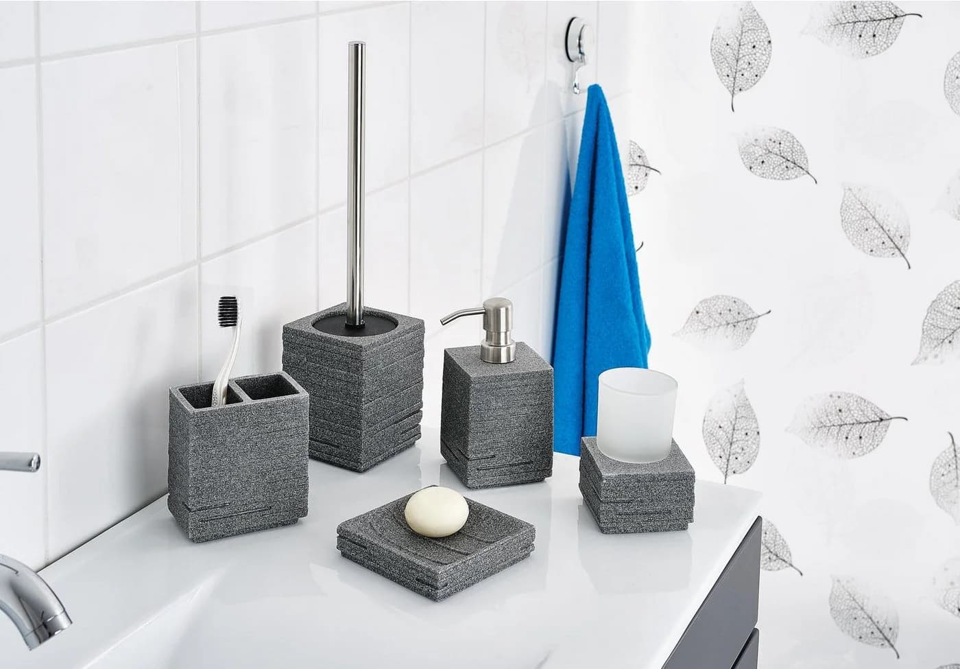 Ridder WC-Bürstengarnitur Brick grau mit austauschbarem Kopf