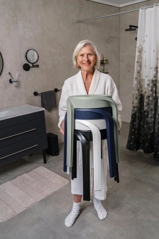 Ridder Duschklappsitz Stan Weiß mit Haltegriff - Bild 3