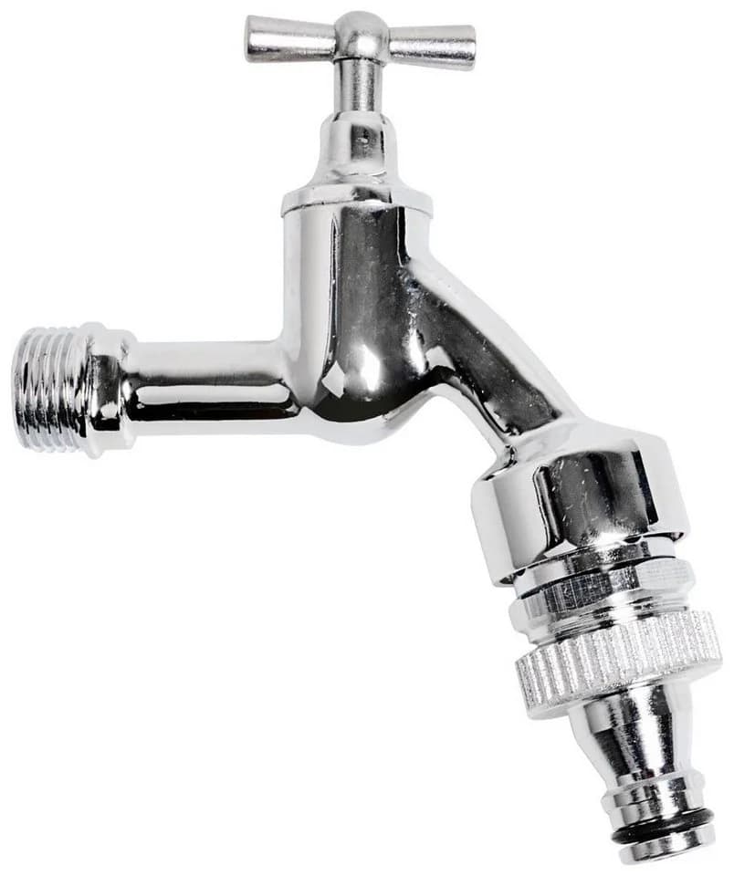 Kirchhoff 2-Wege-Ventil Messing Chrom Knebelgriff 1/2" AG Gardena Click