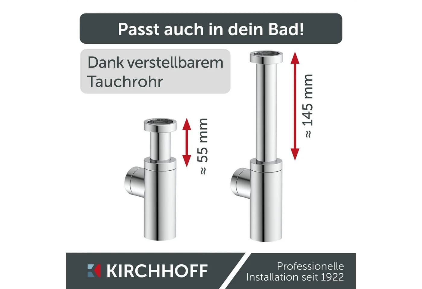 Kirchhoff Design Flaschensiphon Silber Edelstahl mit Reinigungsöffnung - Bild 5