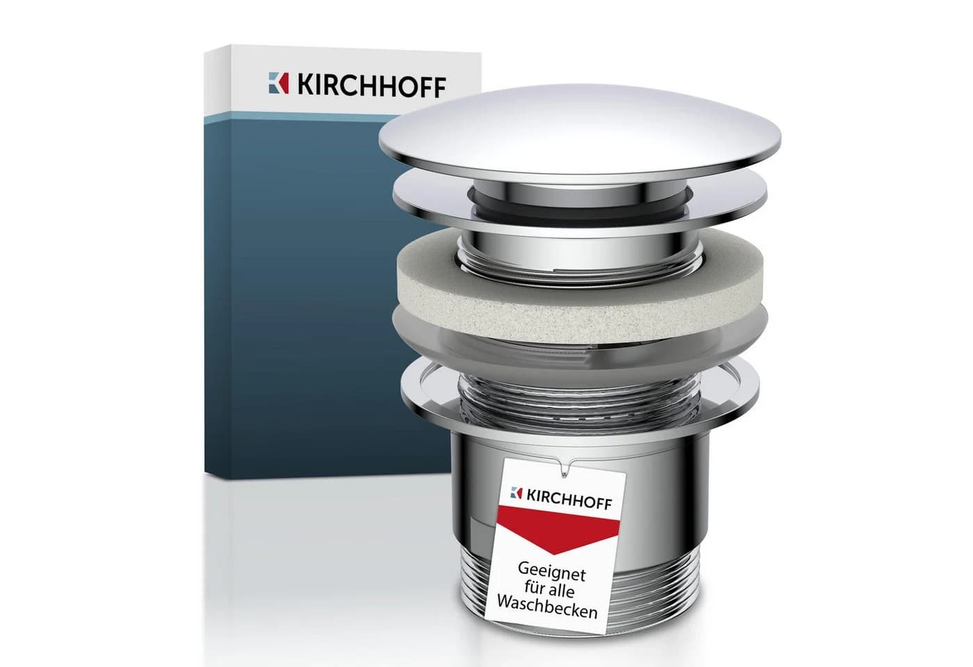 Kirchhoff Design-Ablaufventil mit Überlauf Chrom Push-Open - Bild 2