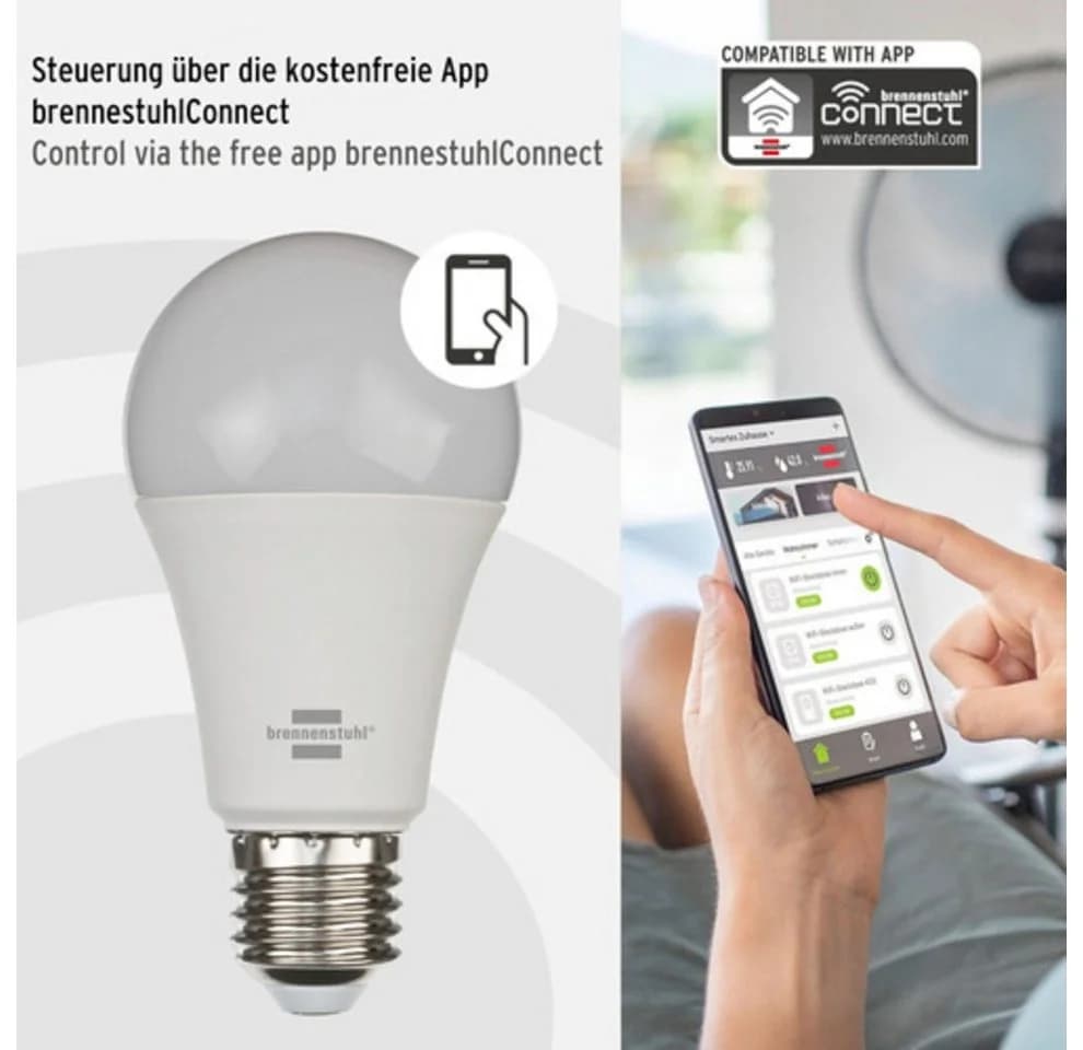 Brennenstuhl Smart Home LED E27 Farbwechsler WiFi - Bild 4