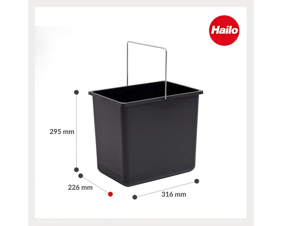 Hailo Einbaumülleimer 18 L Schwarz mit Henkel - Bild 3