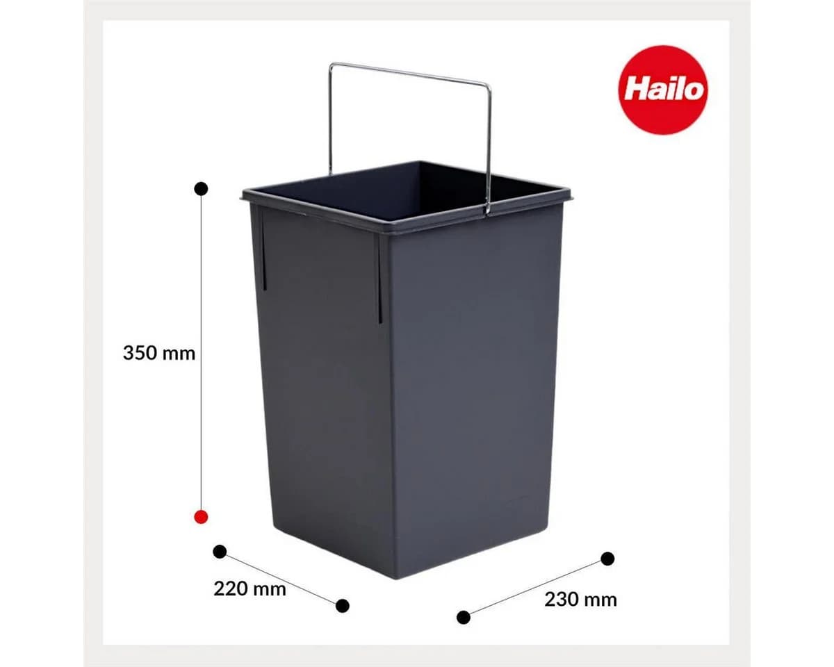 Hailo Inneneimer 15L dunkelgrau mit Metall-Henkel - Bild 3