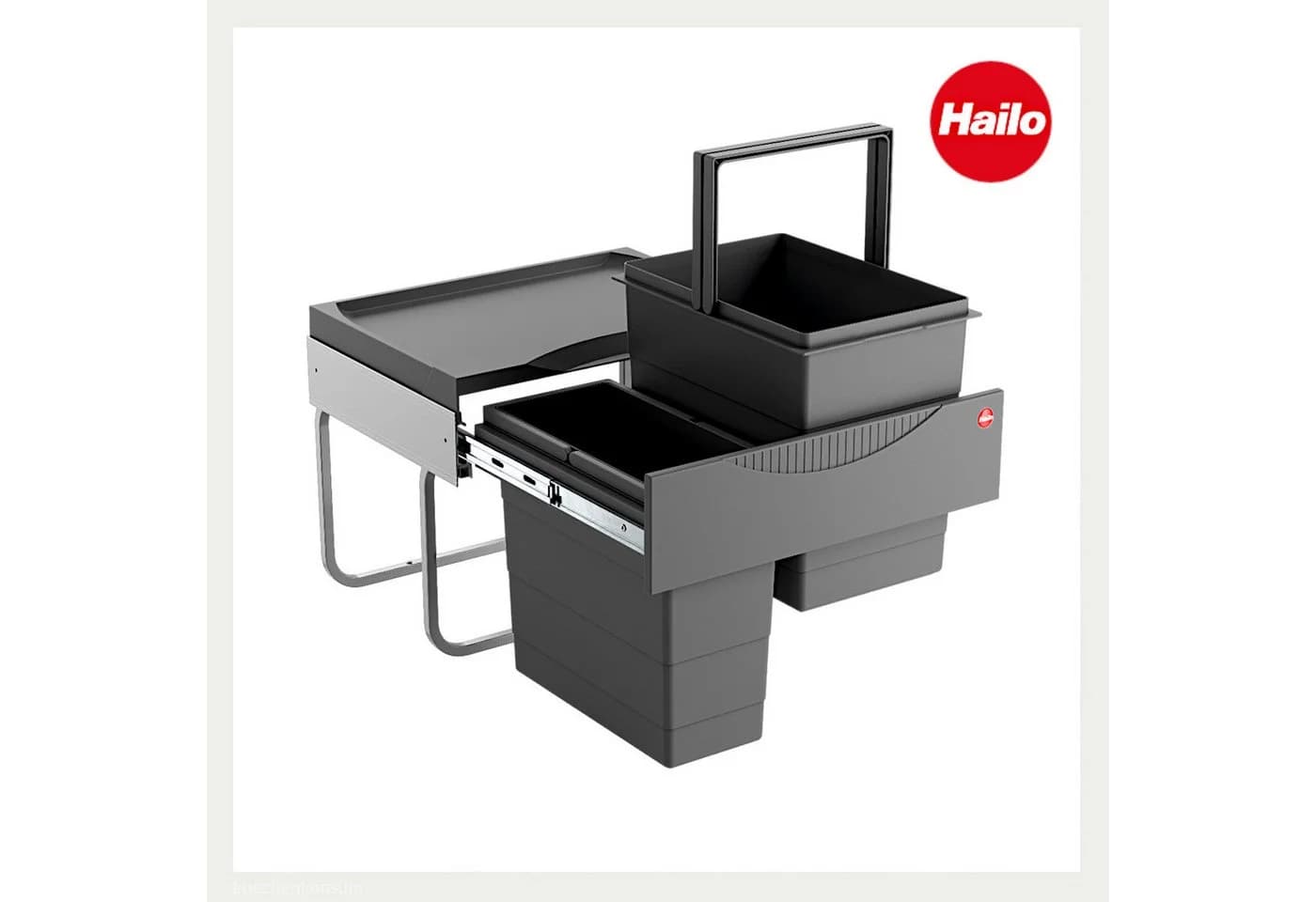 Hailo StapelBox 28/17 Einbaumülleimer 45L Grau - Bild 3