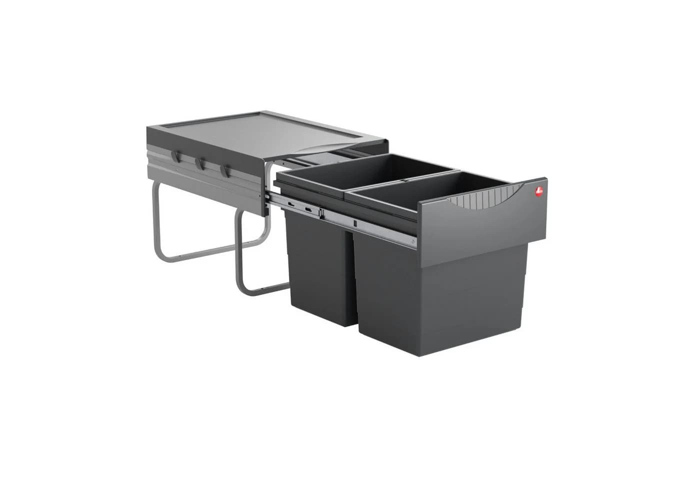 Hailo Einbaumülleimer Raumspar-Tandem 2x 18 Liter grau - Bild 2