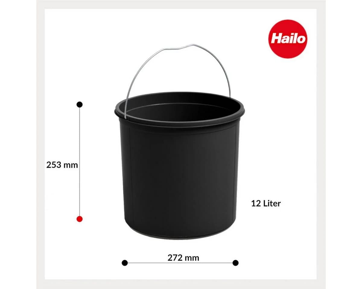Hailo Inneneimer 12 Liter Schwarz Kunststoff - Bild 3