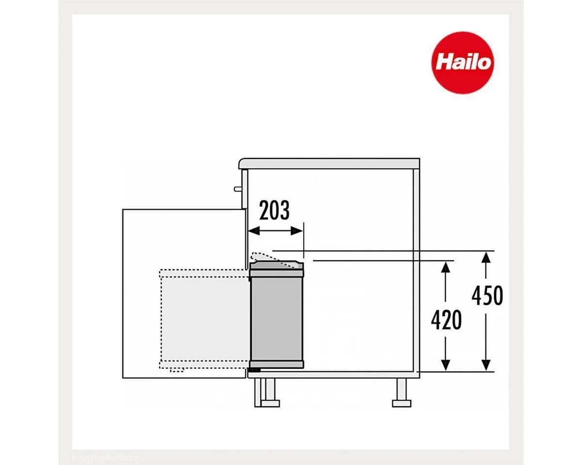 Hailo Einbaumülleimer Duo 16L Edelstahl Schwarz Schwenkmechanismus - Bild 4