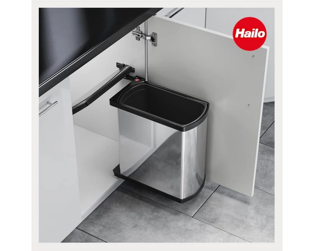 Hailo Einbaumülleimer MF Uno Swing 18L Edelstahl Schwarz