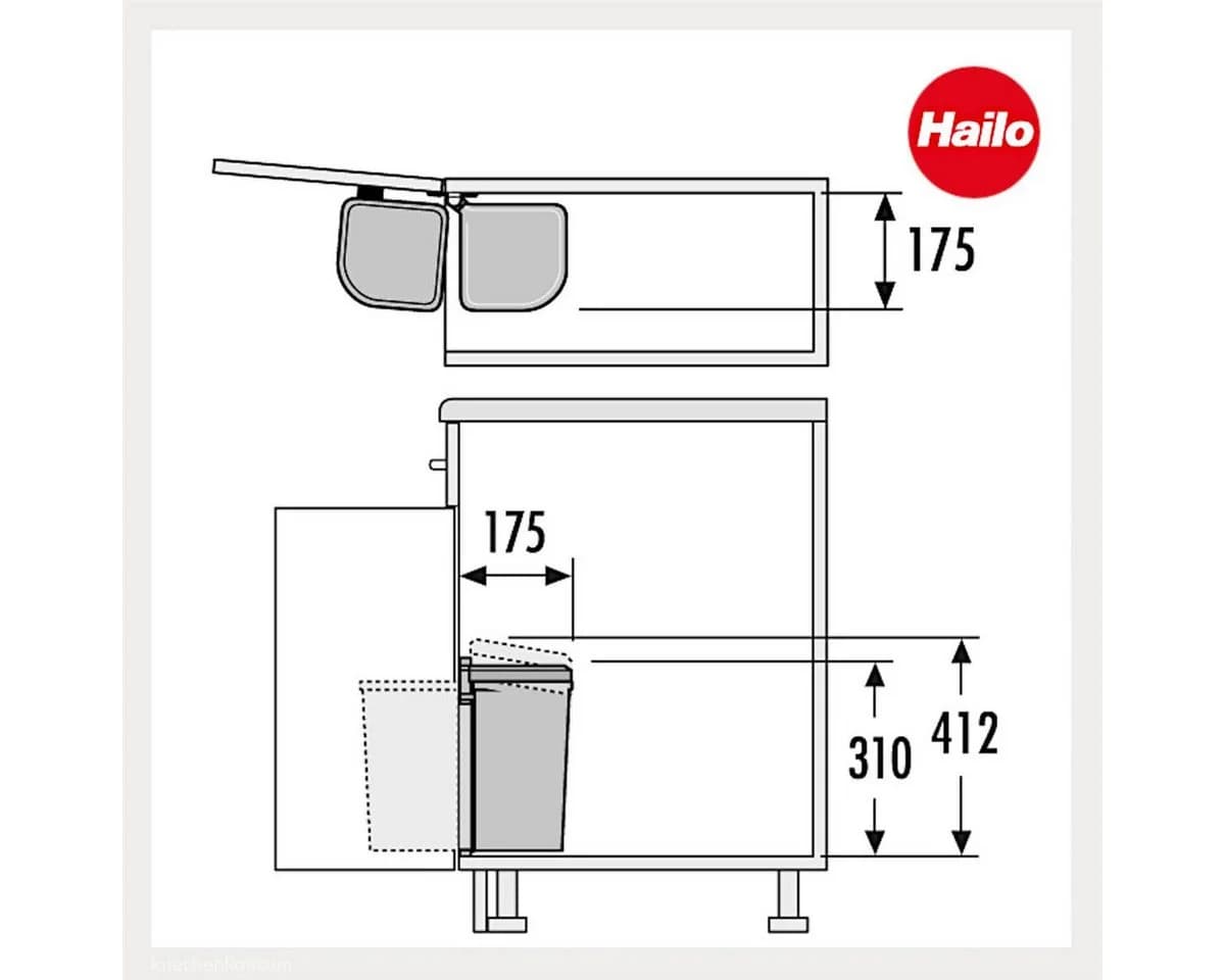 Hailo AS Pico 5 Einbaumülleimer 5L Weiß Swing-System - Bild 3