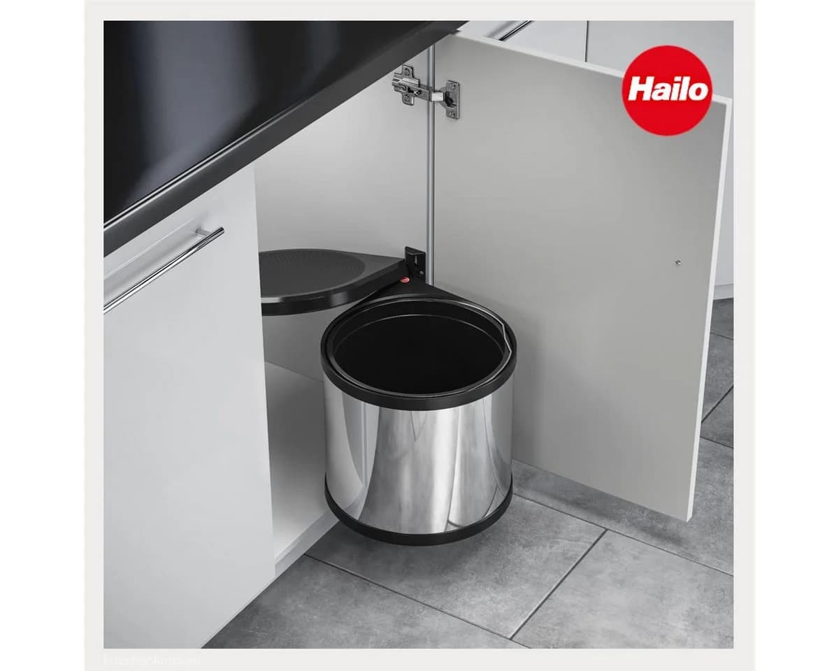 Hailo Einbaumülleimer Mono 12L Edelstahl Schwarz Schwenk - Bild 3