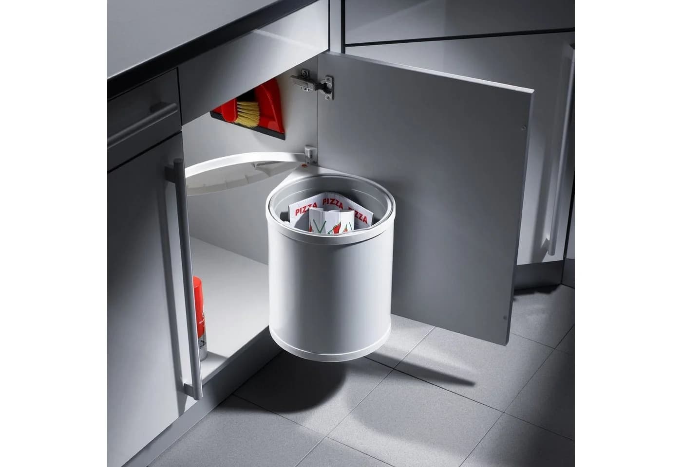 Hailo Einbaumülleimer Mono 15 Liter Edelstahl Weiß Automatischer Deckel - Bild 3