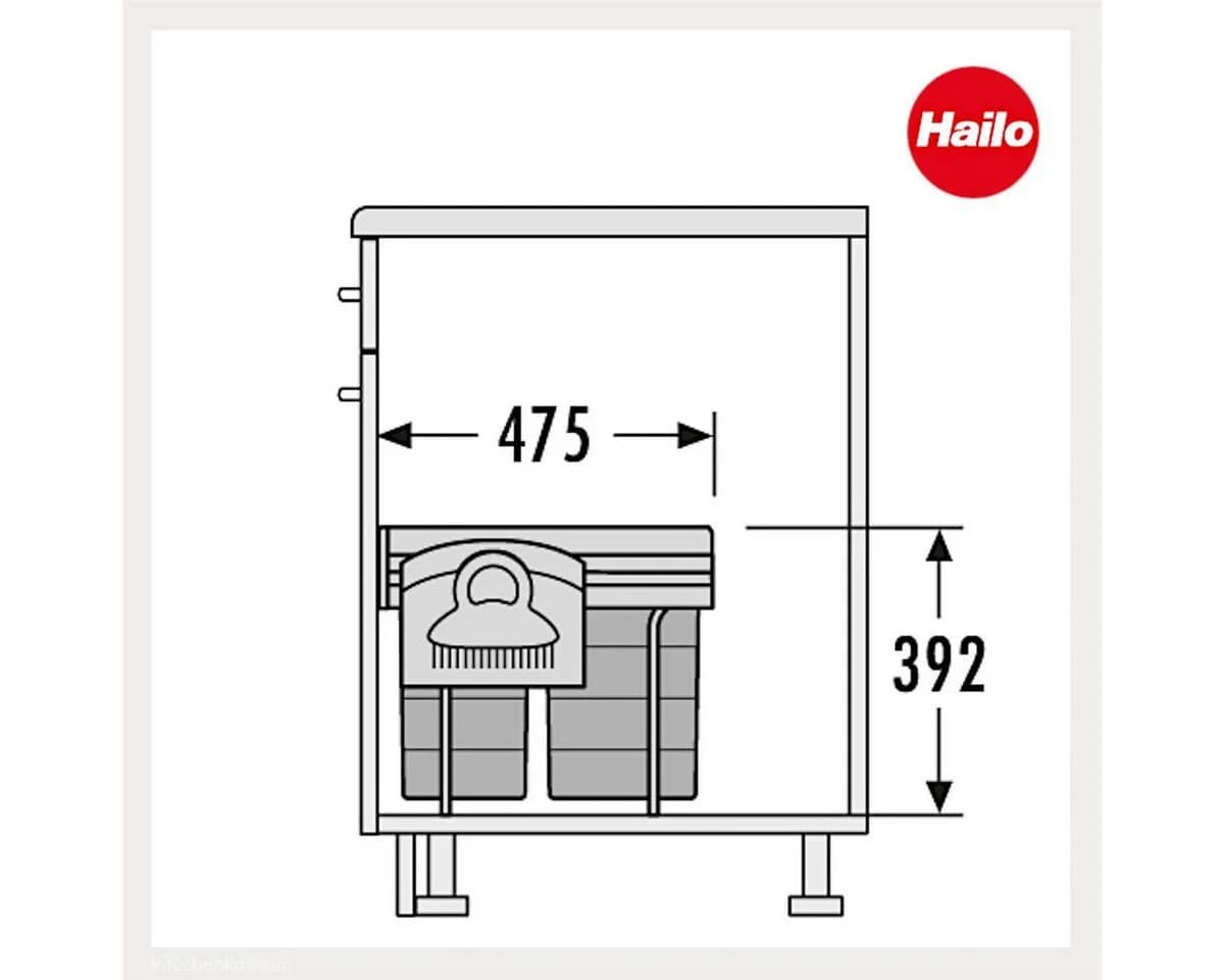 Hailo Einbaumülleimer Raumspar Tandem 40L grau/silber - Bild 3