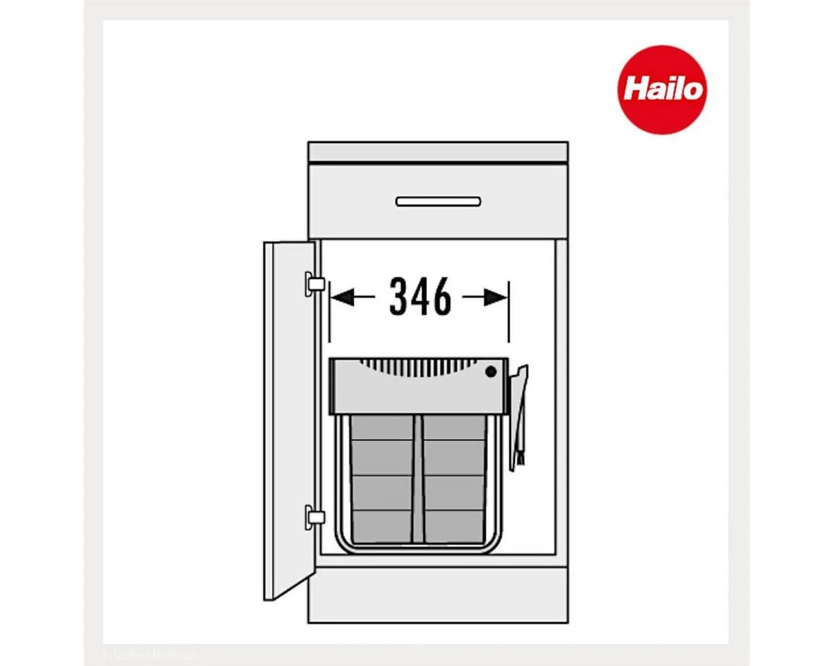 Hailo Einbaumülleimer Raumspar Tandem 40L grau/silber - Bild 4
