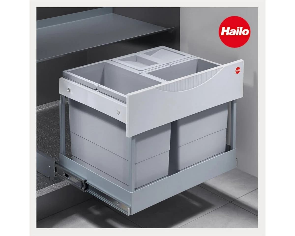 Hailo Einbaumülleimer Raumspar-Tandem-S-plus 3-fach 29L grau/silber - Bild 3