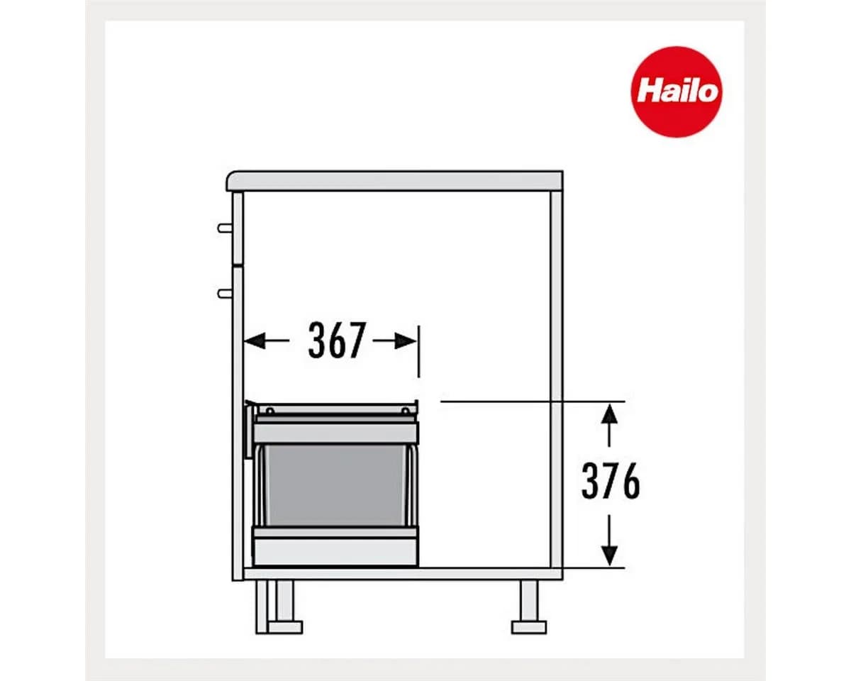 Hailo Einbaumülleimer Raumspar-Tandem-S-plus 3-fach 29L grau/silber - Bild 5