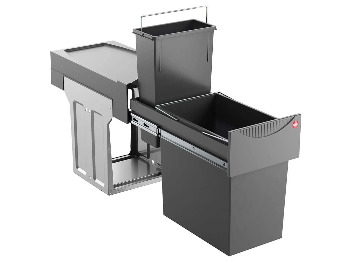 Hailo Einbaumülleimer AS Tandem 24/7 Grau/Silber - Bild 2