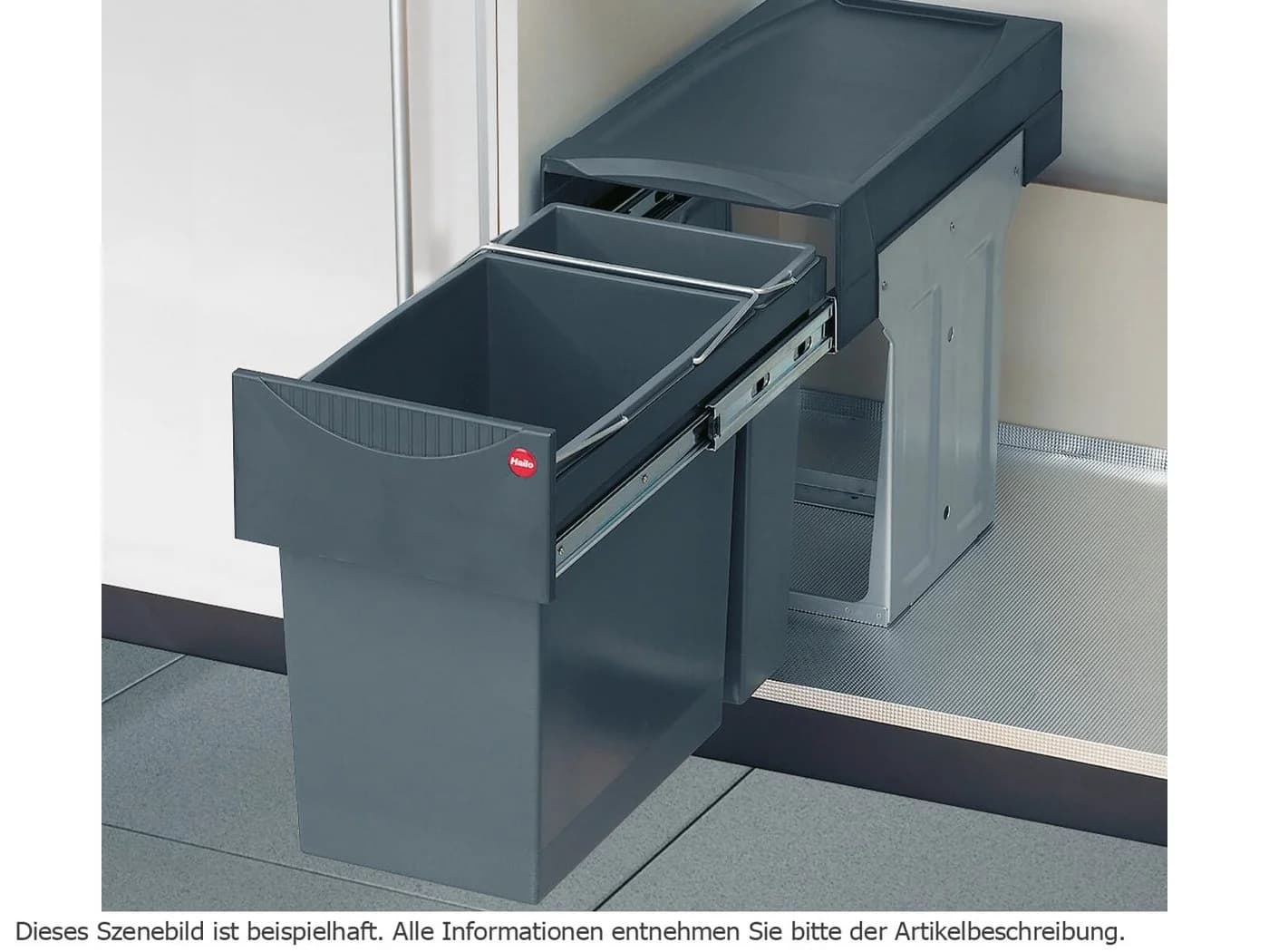 Hailo Einbaumülleimer AS Tandem 24/7 Grau/Silber - Bild 5