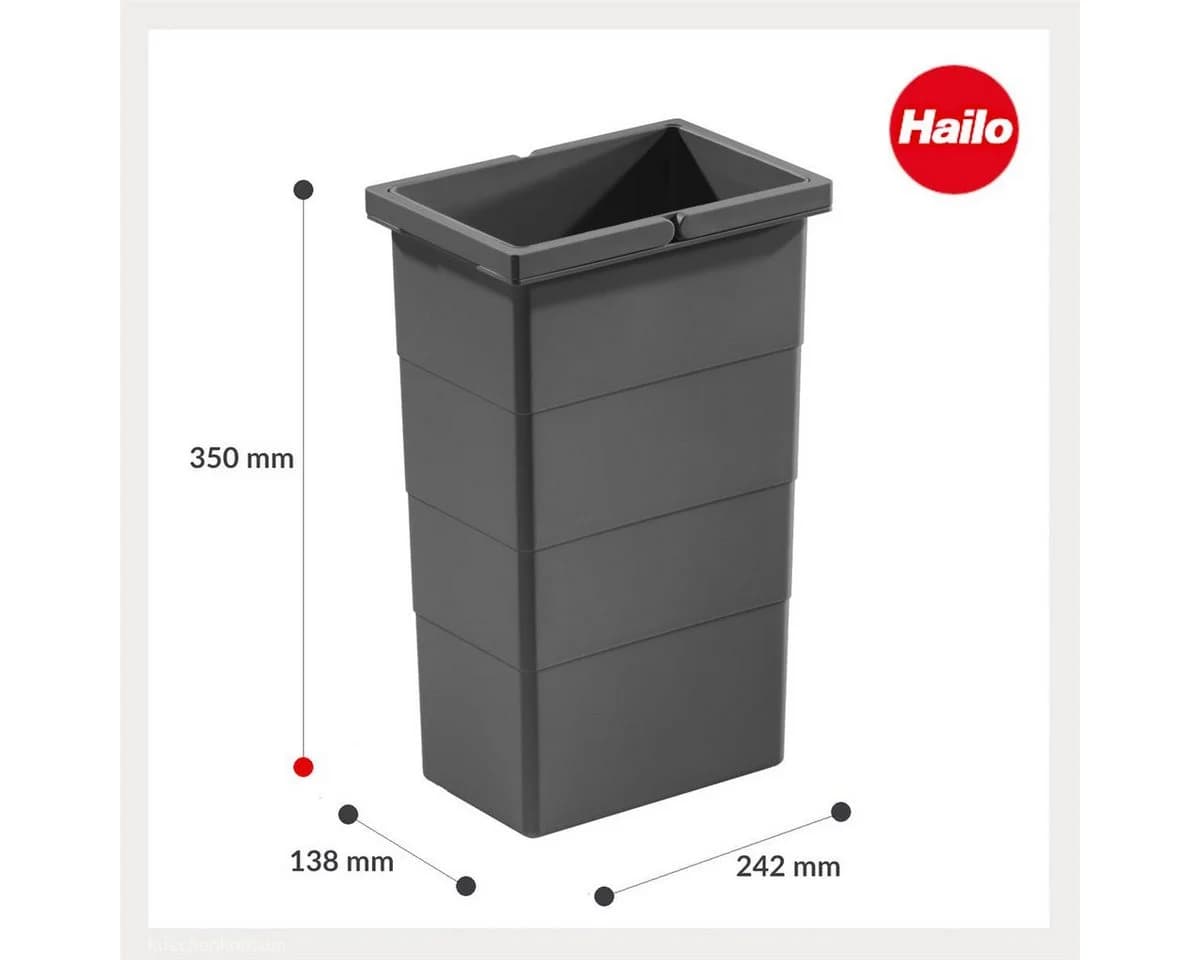 Hailo Einbaumülleimer Inneneimer 8L dunkelgrau mit 2 Henkeln - Bild 3