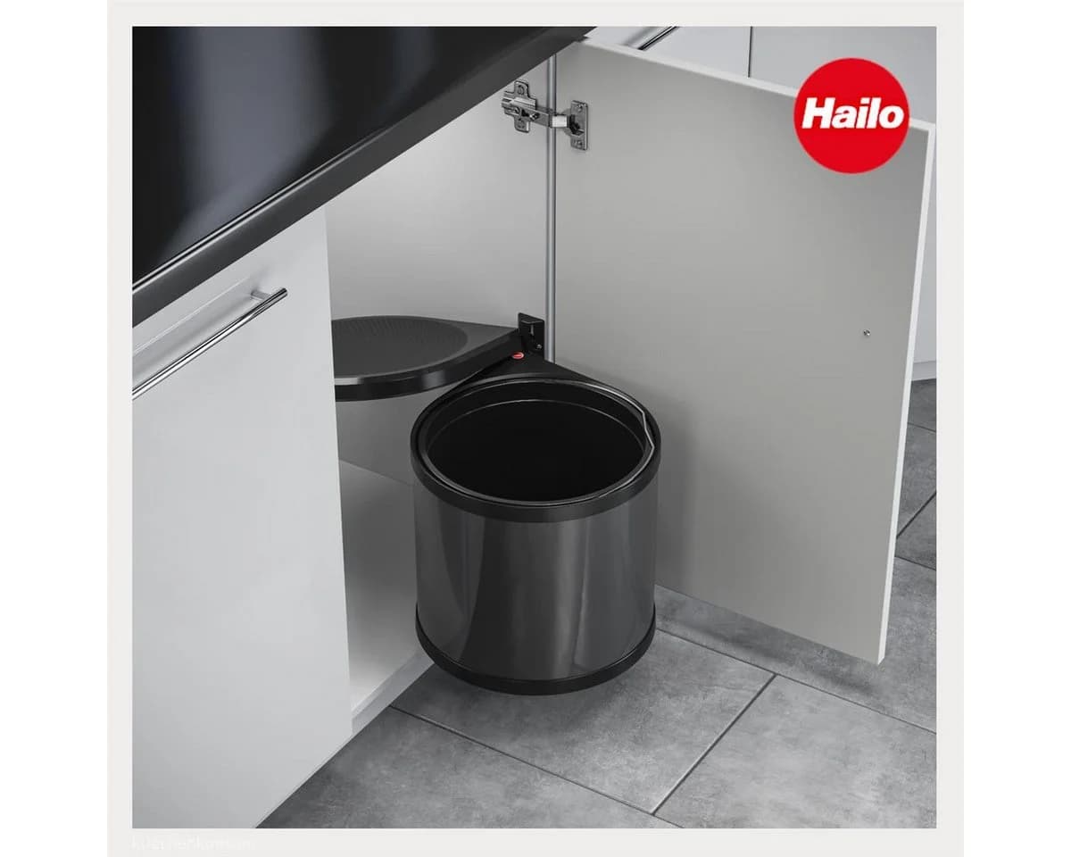 Hailo Einbaumülleimer Mono 12 Liter Schwenk Dunkelgrau Schwarz - Bild 3