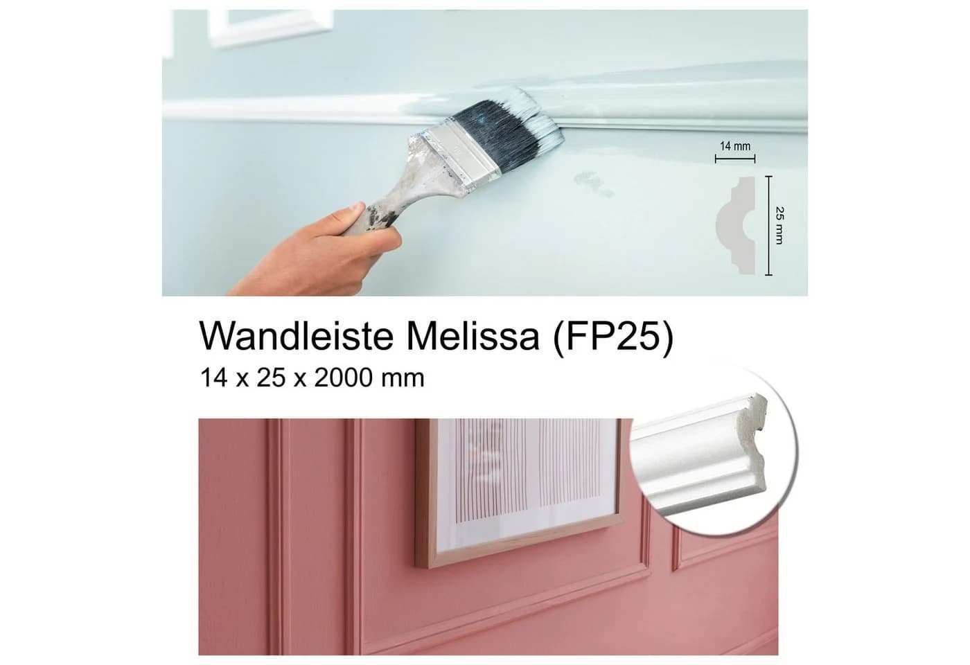 Decosa Wandleiste Melissa Weiß 25mm x 2m Polystyrol - Bild 3