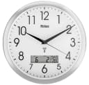 Mebus Funk Wanduhr 19422 Silber Weiß Digital Thermometer Bild 2
