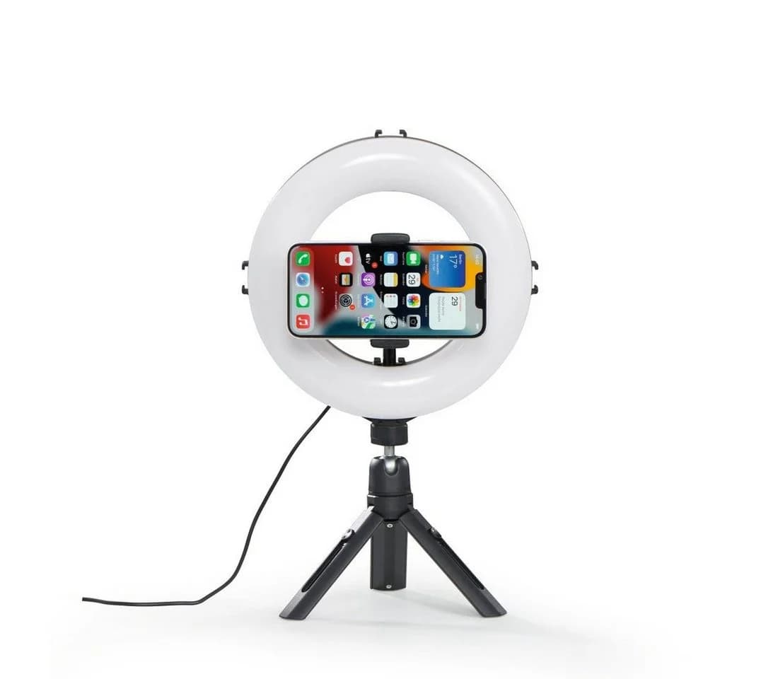 Hama LED-Ringleuchte mit Stativ & Smartphone-Halterung Schwarz - Bild 4