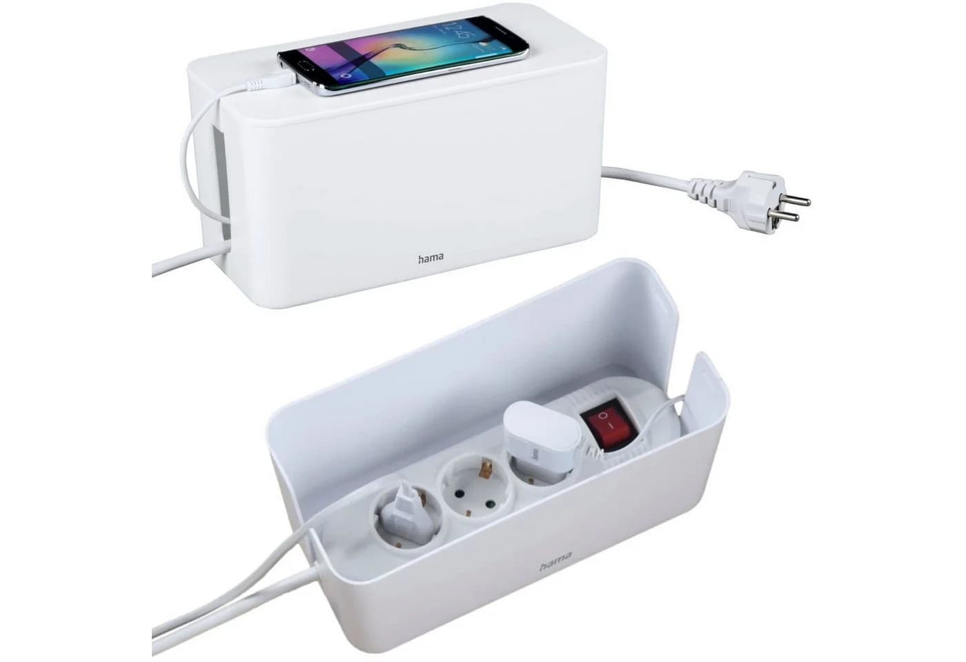 Hama Kabelbox Mini Weiß Kunststoff Kabelmanager Ladebox - Bild 2