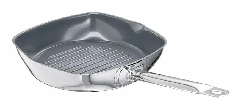 Grillpfanne SCHULTE-UFER "Green Life" Silber Edelstahl Keramikversiegelung Induktion