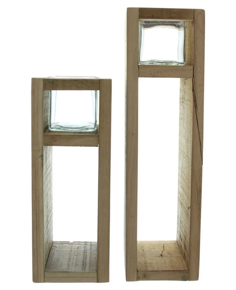 Frank Flechtwaren Windlichtsäule Wood 2er Set Holz