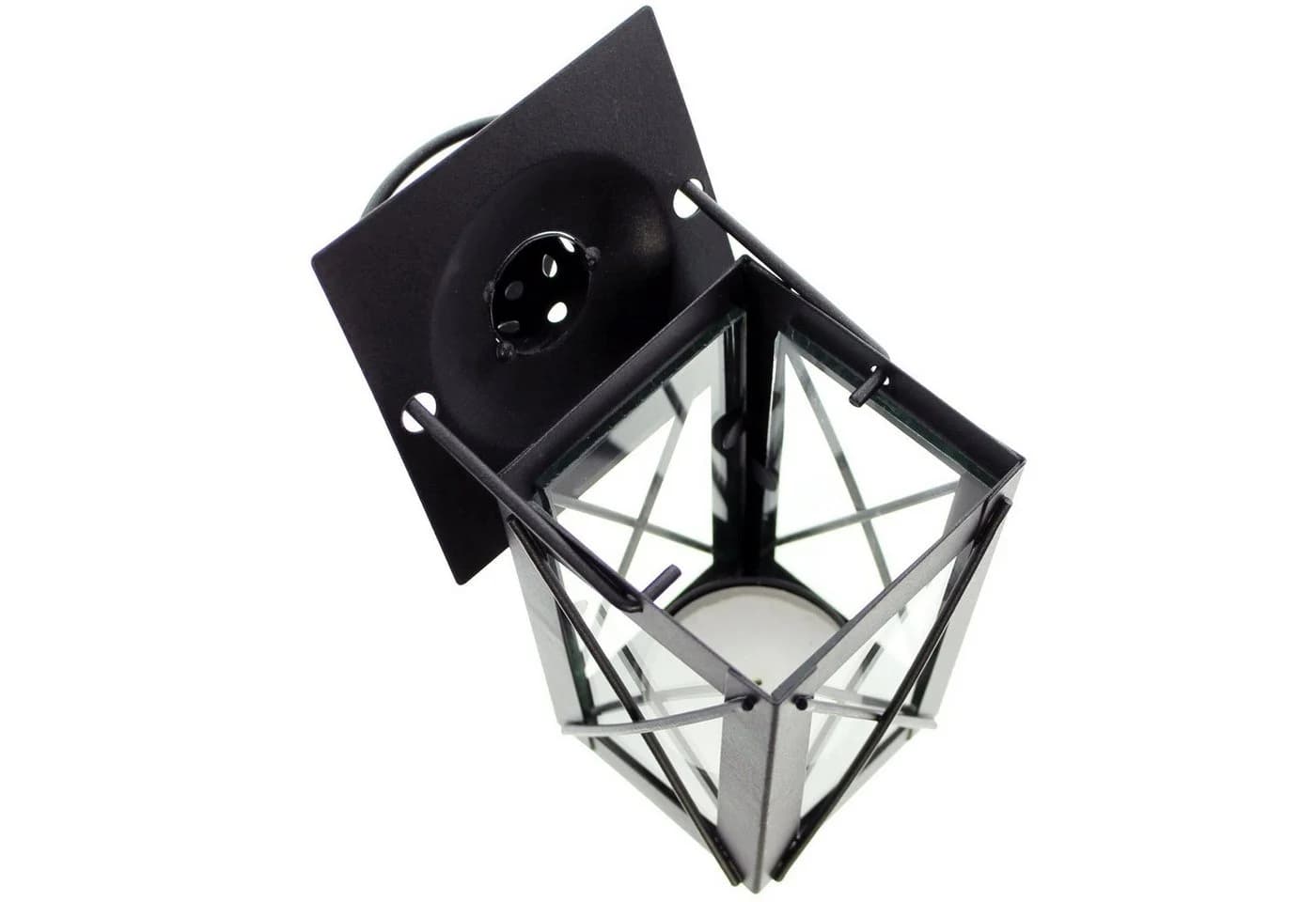 Kerzenhalter Mini-Laterne 2er-Pack Schwarz Eisen Glas