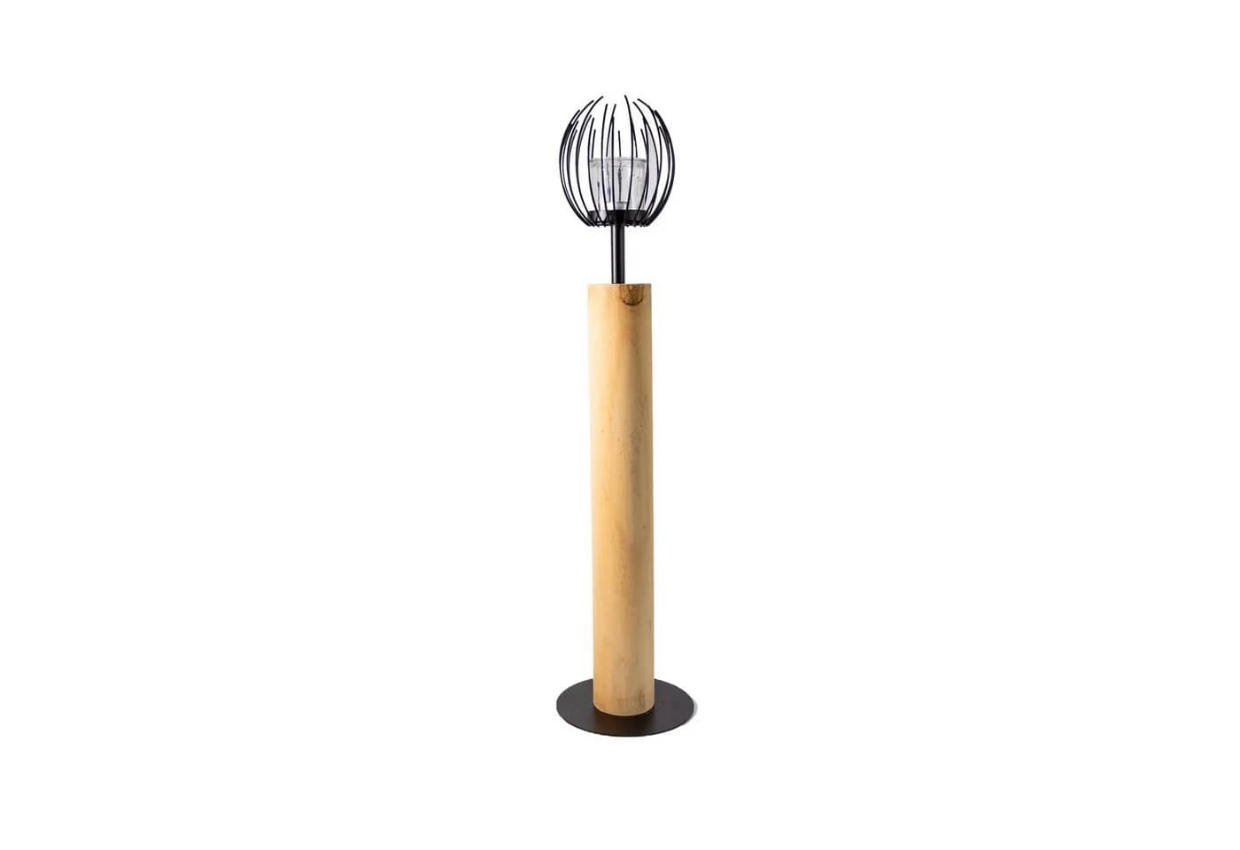 Frank Flechtwaren Windlicht-Säule "Blütenkorb" Holz Metall - Bild 3