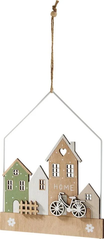 Wanddekoobjekt Hänger "Häuser" Holz Eisen - Bild 2