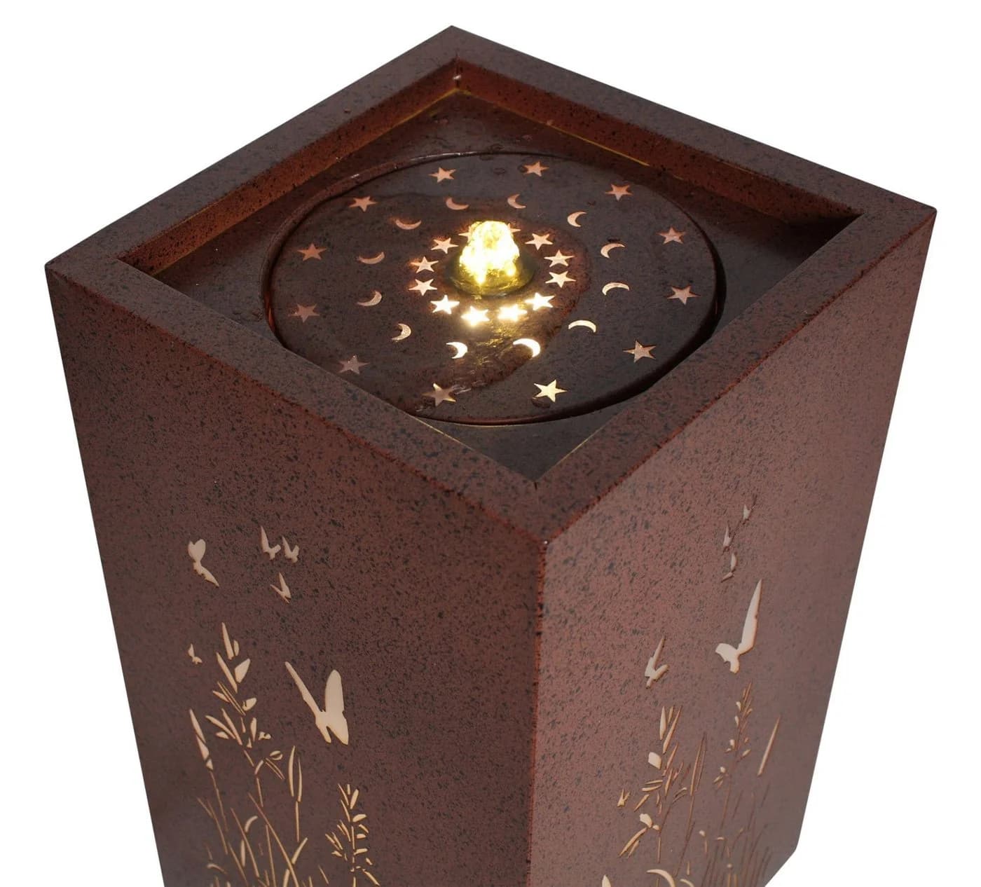 Frank Flechtwaren Gartenbrunnen Blumenwiese Metall Rostfinish LED - Bild 2