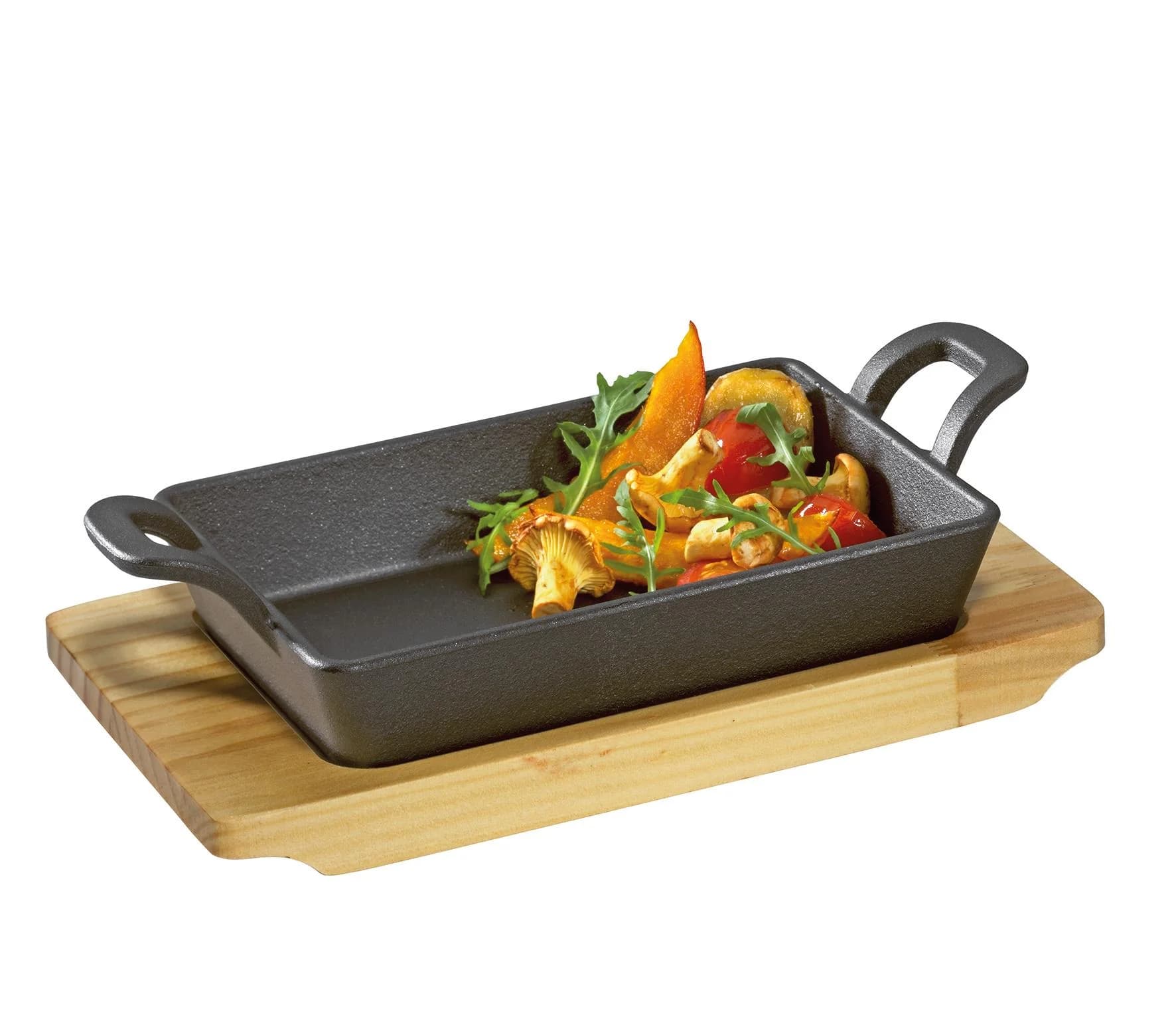 Servierpfanne Küchenprofi BBQ Schwarz mit Holzbrett