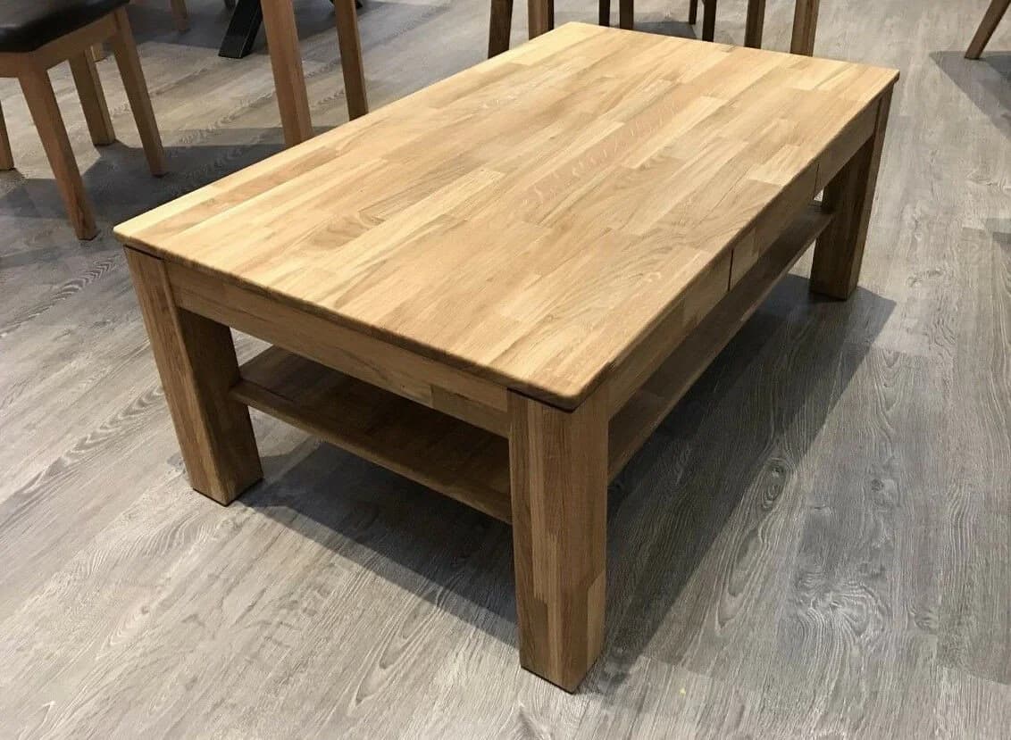 ELFO Couchtisch Eiche Massiv 115 cm mit Schubkasten - Bild 3