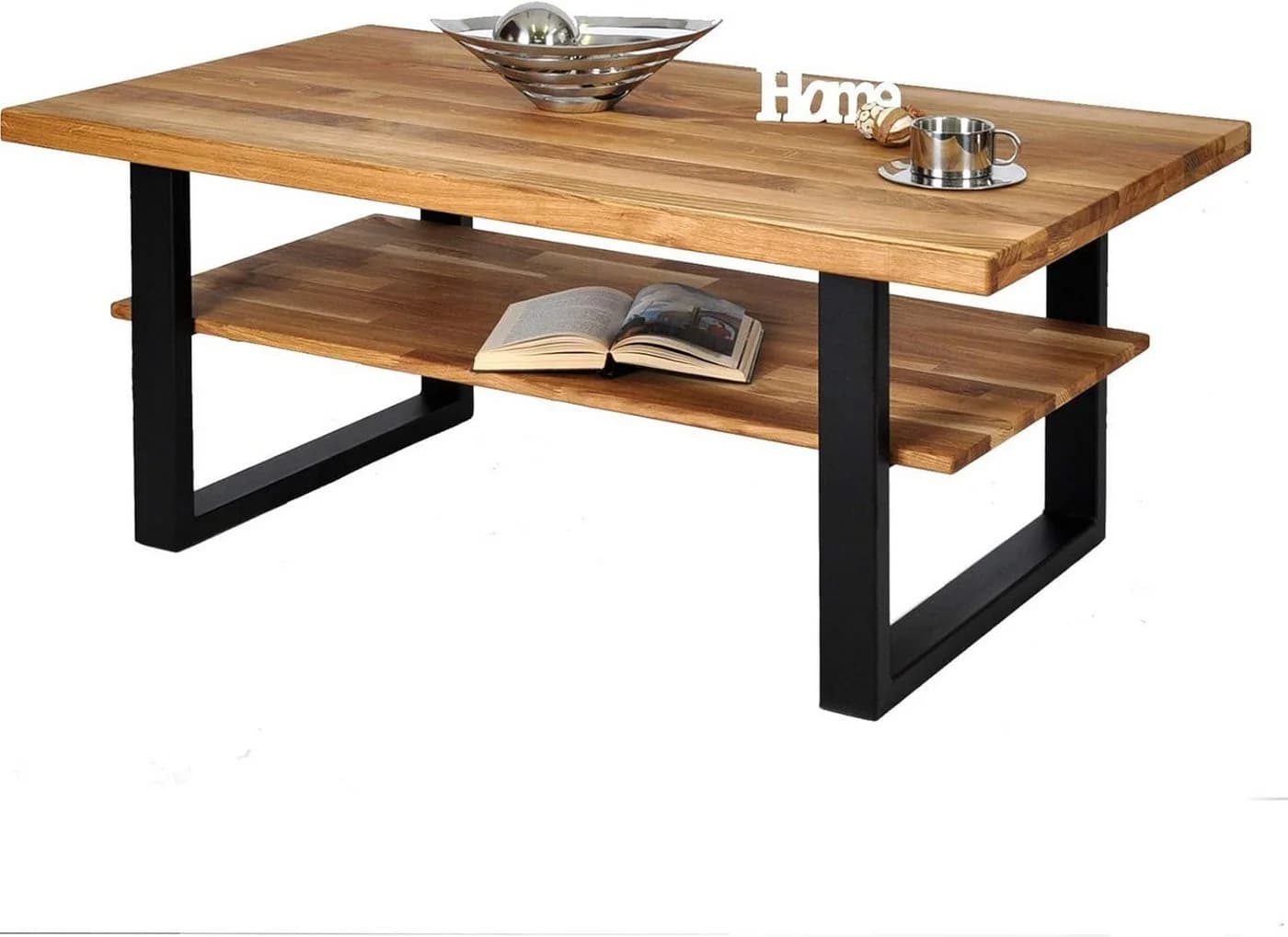 ELFO Couchtisch Wildeiche teilmassiv Metallgestell schwarz 115x65 cm - Bild 2