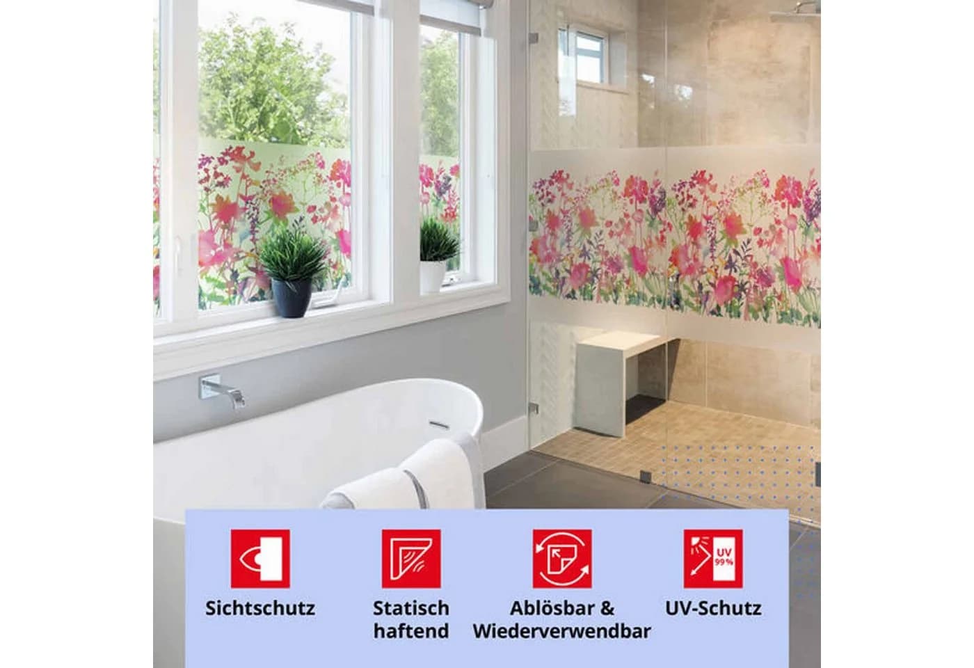 d-c-fix Fensterfolie Blumen Sichtschutzfolie selbsthaftend Deko Folie für Fenster innen - Bild 3