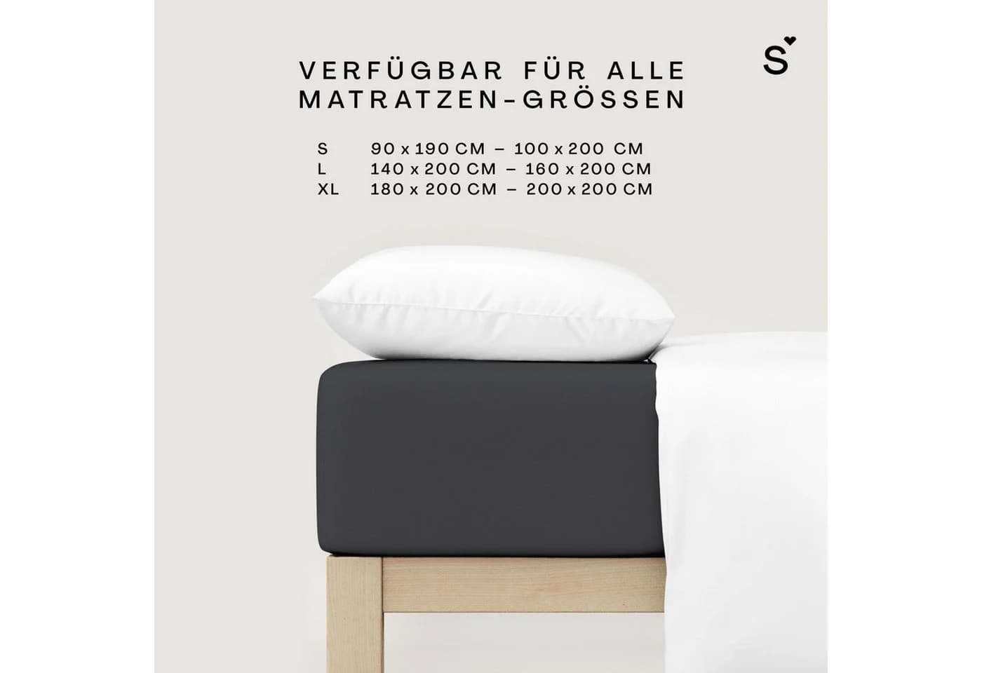 Schlafgut Mako-Jersey Spannbetttuch Grau Jersey Rundumgummi - Bild 4