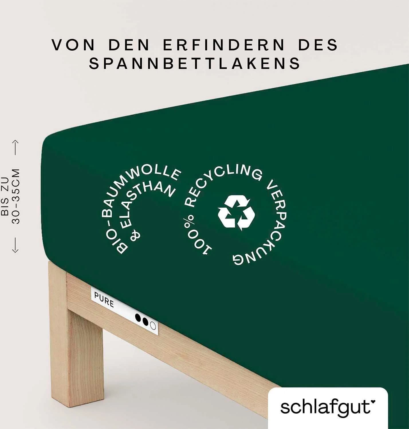 SCHLAFGUT PURE Spannbettlaken Grün Bio-Baumwolle Jersey